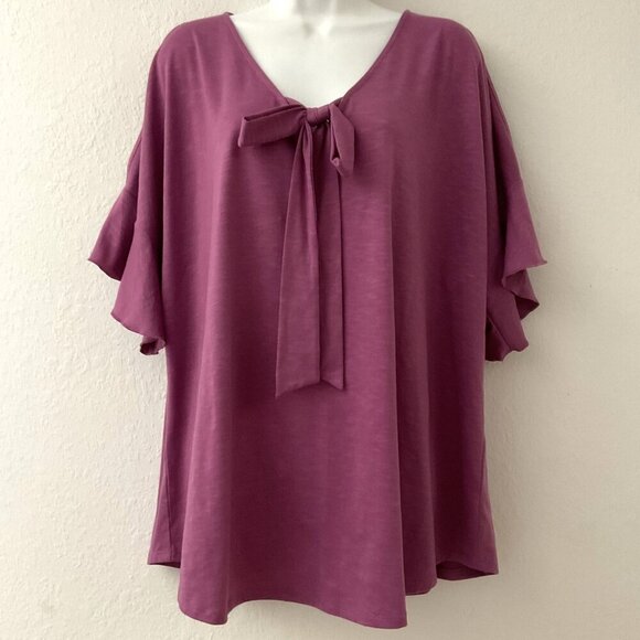 NEW CATO TIE FRONT COLD SHOULDER PLUS TOP 18/20W - Picture 1 of 9
